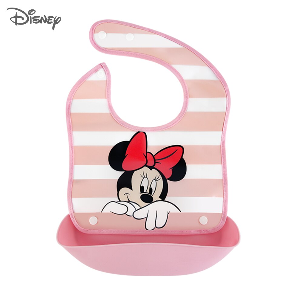 Disney Silicone Baby Dinner Bib Combination Leak-proof Pocket and Baby Burp cloths Detachable baby stuff for newborns